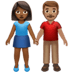 👩🏾‍🤝‍👨🏽 woman and man holding hands: medium-dark skin tone, medium skin tone display on Apple